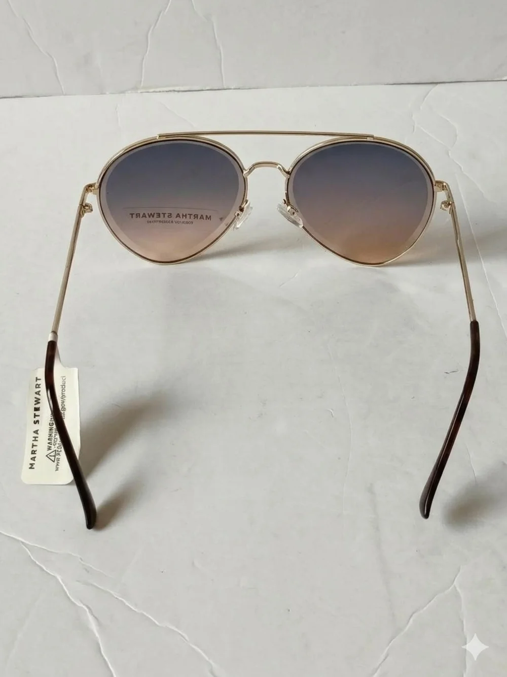 Martha Stewart Gold Frame Sunglasses with Blue to Brown Gradient Lenses